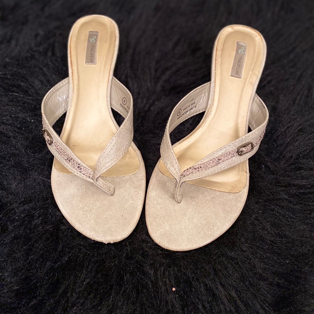 Khaki & Snake Skin Heeled Sandals by Maurices